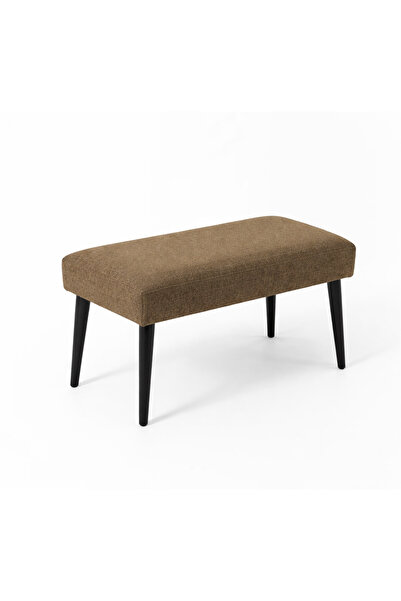 WATERYBROOK Bench Bank - Keten Kumaş - Siyah Ahşap Ayaklı - 90x45 cm - Modern...