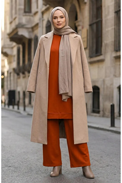 sefamerve Slit Detailed Tracksuit Set 3083-23 Orange