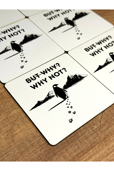 mooodcase Why Not Penguin Patterned Coasters Set of 6