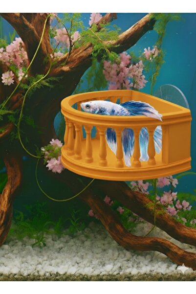 Akvaryum Beta Balıgı Dinlenlenme Alanı Mini Balkon ( Turuncu )