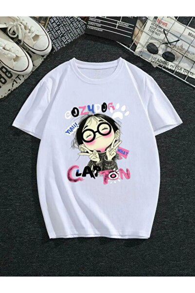 ELNOYA تي شيرت أبيض مريح ذو تصميم ديناميكي من القطن عالي الجودة للاستخدام اليومي