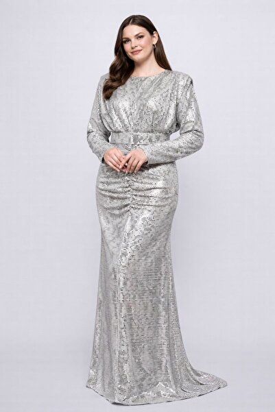 Kureyzibies Women's Sequin Foil Printed Evening Dress
