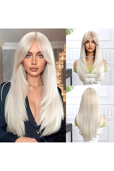 aura peruk Soğuk sarı perçemli orta boy düz öze Vip modelimiz