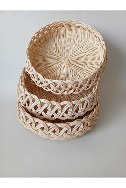 MaviMarinUrla El Yapımı Rattan Bambu Hasır Çok Amaçlı Sepet Mutfak Düzenleyic...