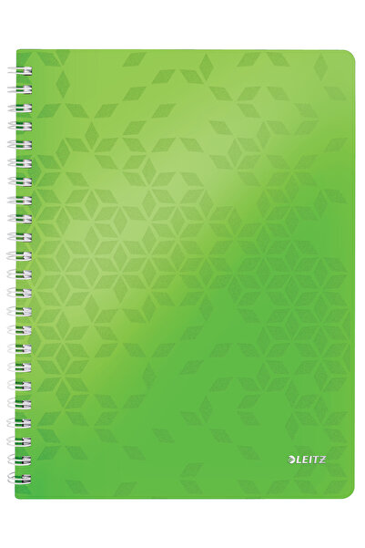 Leitz Caiet spiralat de birou A4, cu copertă verde din PP, pătrat, Wow