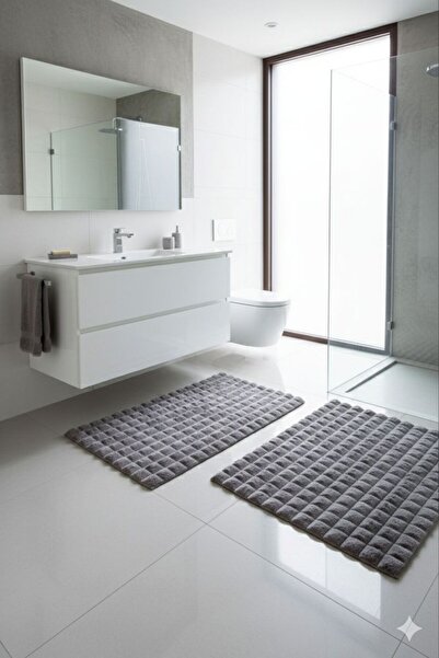 Homeland Rabbit Hair Toilet Seat Set Bathroom Mat Non-Slip Tpr Base Washable ...