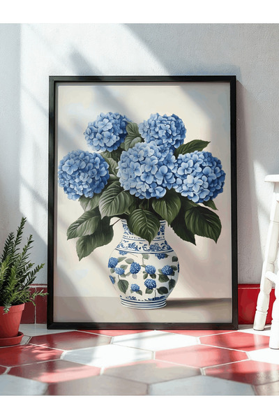 Patika Poster – Mavi Ortanca | Çerçeveli Poster | Modern Duvar Dekoru | Tablo