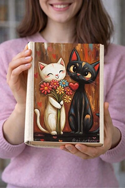 Şımartan 2-Pack Cat and Lover Themed Cloth Book Covers – Printed Fabric Book ...