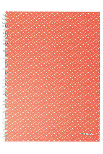 Esselte Caiet spiralat de birou A4, 80 de coli, copertă cartonată coral, culo...