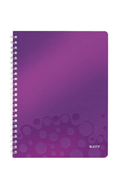 Leitz Caiet spiralat de birou A4 cu copertă PP mov pătrată Wow