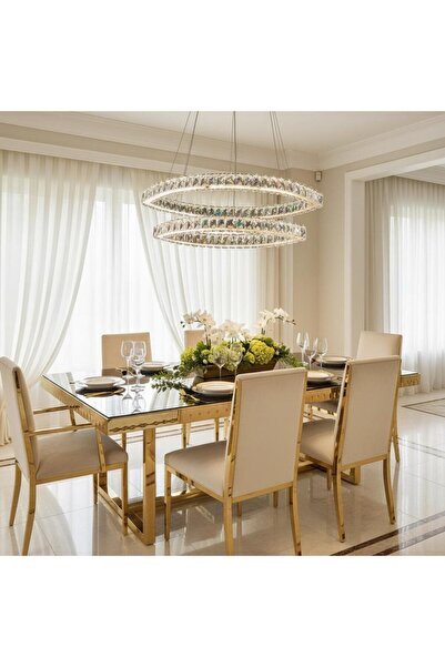 Elizim Home Lighting Elips 2 katlı kristal taşlı ledli avize