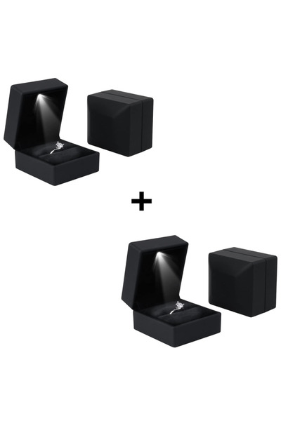 OEM Set 2 Cutii bijuterii verighete, inel logodna,miri,cercei culoare Negru c...