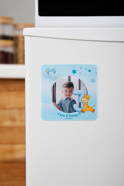 suncrafted Kişiye Özel Fotoğraflı 1 Yaş Doğum Günü Magneti - Resimli Buzdolab...