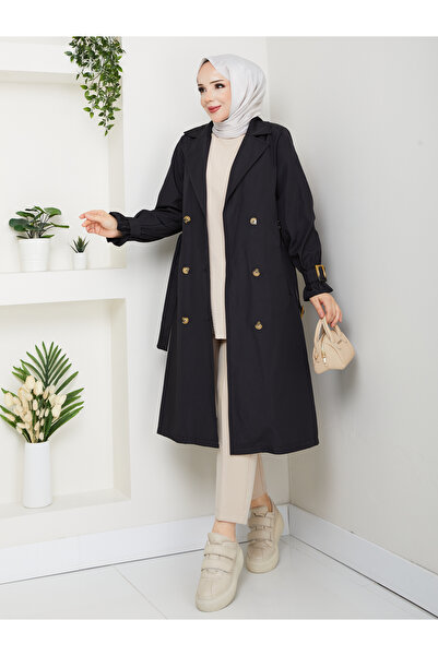 MEHDENEFE Kol & Bel Kuşaklı Düğmeli Trençkot MDE1103013