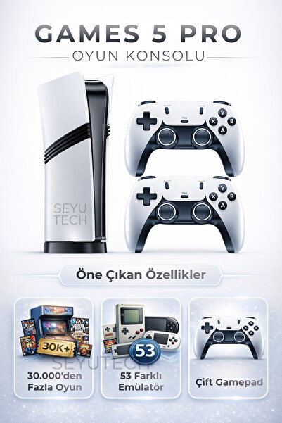 SEYUTECH Games 5 Pro Kablosuz Çift Kol Oyun Konsolu Uyumlu 4k-hdmı 53 Emulatö...