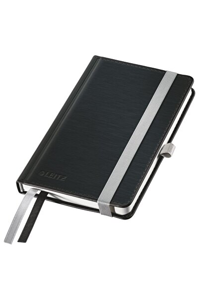 Leitz Caiet de birou A6 cu copertă din carton satinat negru, liniat