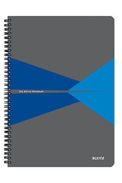 Leitz Caiet spiralat de birou A4, cu copertă albastră din PP, pătrat