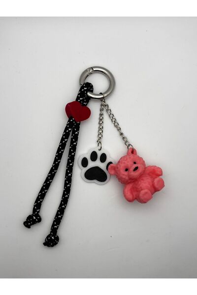 MOJO Cute Teddy Bear Bag Charm Silver Bag Ornament
