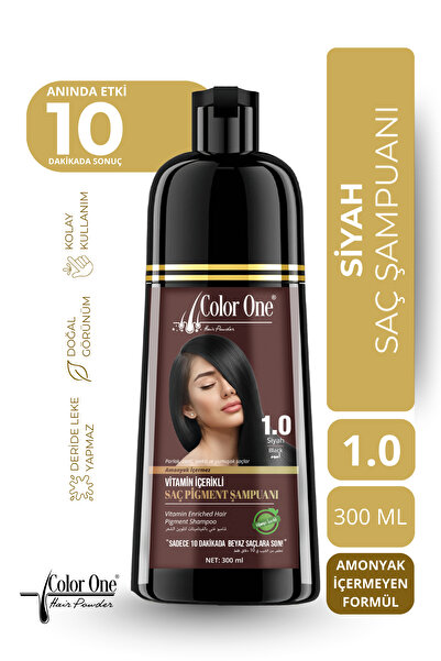 Color One Siyah (Black) Saç Pigment Şampuanı 1.0 | 300 ML & Ton Etkisi