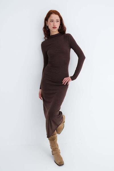 Addax Büzgülü Midi Elbise E13001