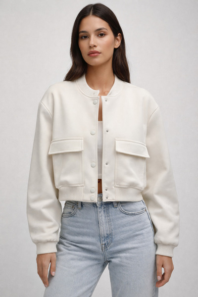 AYHAN Collar-Trimmed, Pocketed, Snap Closure, Elastic Waist Coat