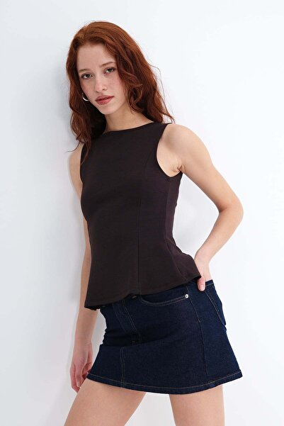 Addax Crew Neck Peplum Blouse A10601