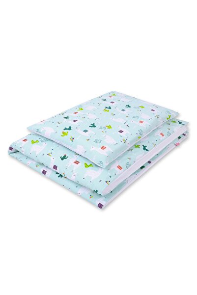 Other Children's 2-piece cotton bedding set 120x90 cm - mint/white llamas
