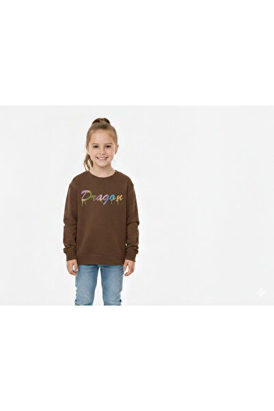 Bonbelle Figure Printed Brown 3-Yarn Comfortable Warm Sweatshirt for Girls/Boys