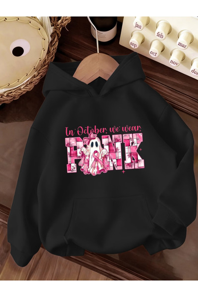 Ritec Hanorac gros de iarnă, oversize, unisex, cu imprimeu roz