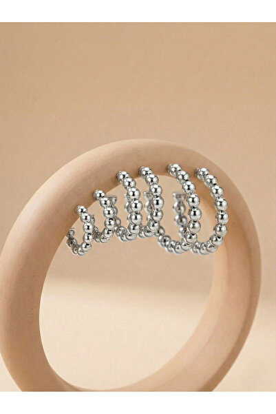 Candy Nuveria - Stylish Bead Detailed Gold Hoop Set Earrings