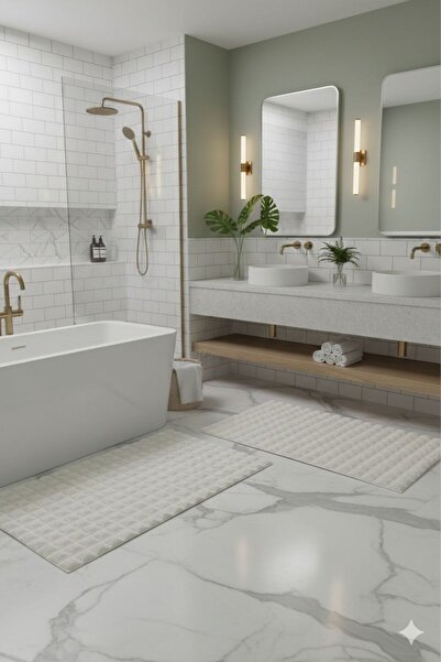 Homeland Rabbit Hair Toilet Seat Set Bathroom Mat Non-Slip Tpr Base Washable ...