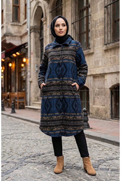 sefamerve Ethnic Patterned Buttoned Winter Hat 2500-07 Saks Mink