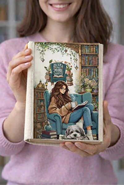 Şımartan Girl Reading a Book Themed Cloth Book Cover – Printed Fabric Book Co...