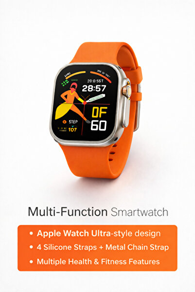 Generic ساعة ذكية ألترا 3 مع سماعات أذن لاسلكية - تتضمن عدة أحزمة