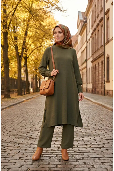 sefamerve Aerobin Fabric Tunic Pants Double Set 4144-05 Light Green