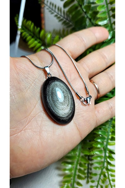 Singincraft Heart of Obsidian / Heart of Obsidian Natural Stone Necklace -2- ...