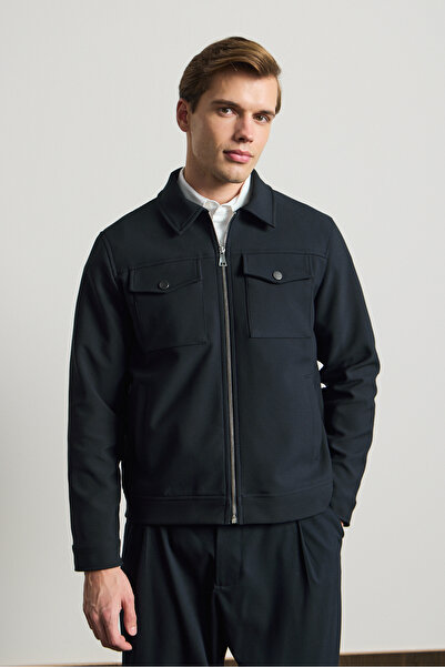 Danger Jachetă pentru bărbați cu croială standard, cu guler tip cămașă, bleum...