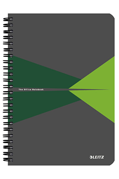 Leitz Caiet spiralat de birou A5, pătrat, verde, Office