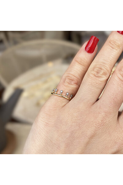 GOX خاتم تاج مرصع بالأحجار على شكل إصبع السبابة بلونين