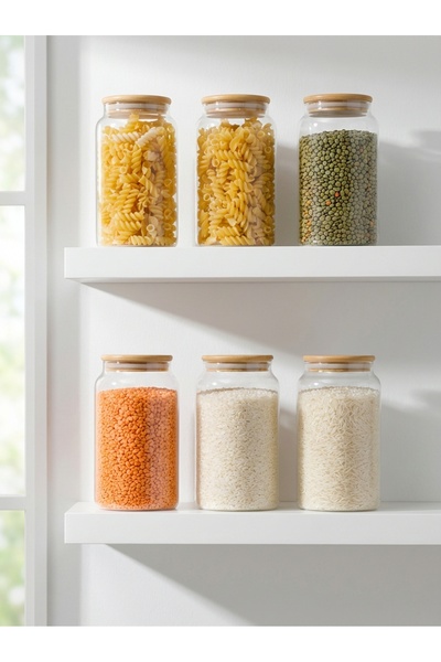 ZURİ DESİGN Set of 6 Vacuum-Sealed Large Glass Storage Containers – 1500 Cc w...