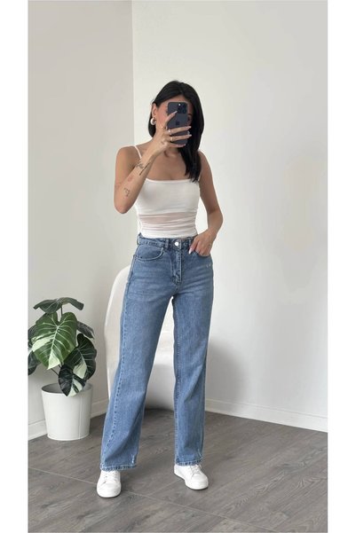 Aida Fashion Tül detay askılı bluz