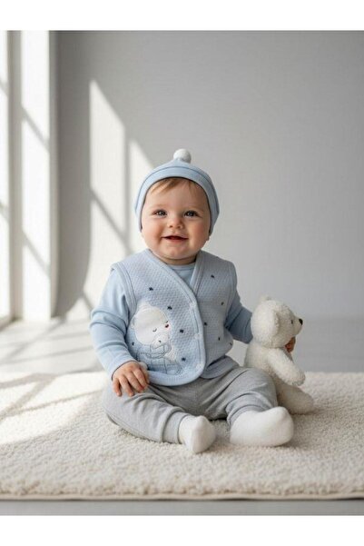 Zekids Baby Boy Teddy Bear Patterned Vest