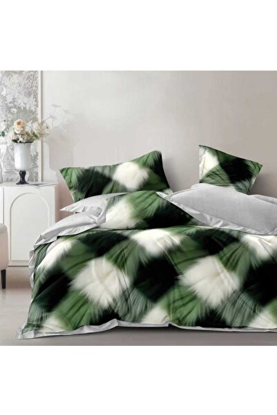Pucioasa 6-piece finet double bed linen, Green and white gradient