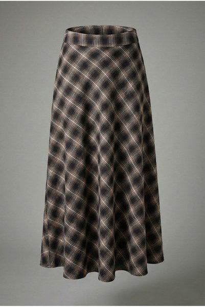 Şiir Manua Women's Plaid Pattern Flared A-Line Skirt & Hijab Skirt - Brown