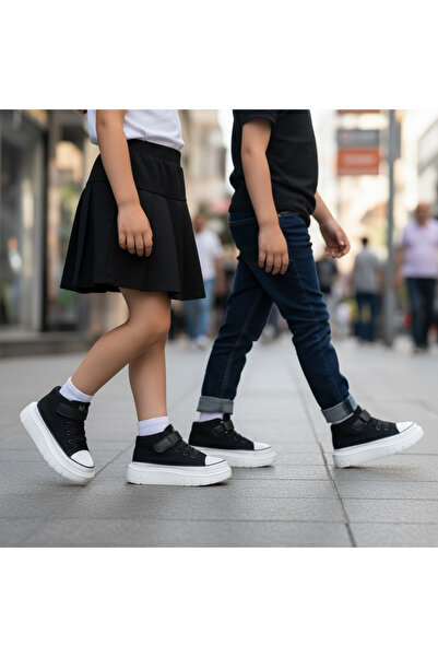 BUCKHEAD unisex çocuk bilekli , kalın taban , keten spor ayakkabı , tarz sneaker