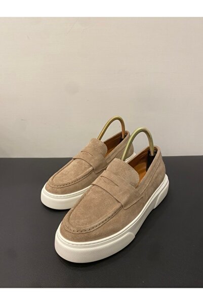Özay Erkek Hakiki Deri Süet Kalın Taban Loafer