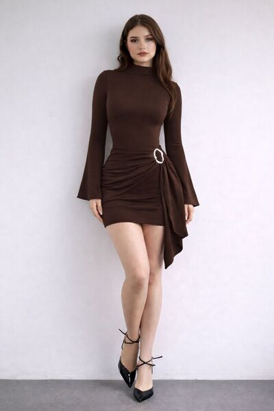 khar Women's Shirring/Draping Detailed Bodycon Mini Soft Fabric Stretchy Knit...