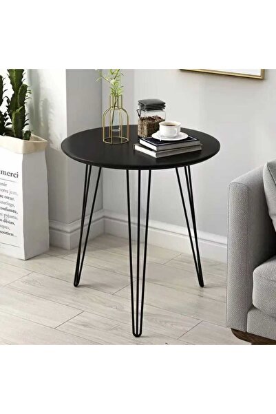 Arnohome طاولة جانبية دائرية مودرن بأرجل معدنية سوداء – تصميم أنيق وخفيف لغرف...