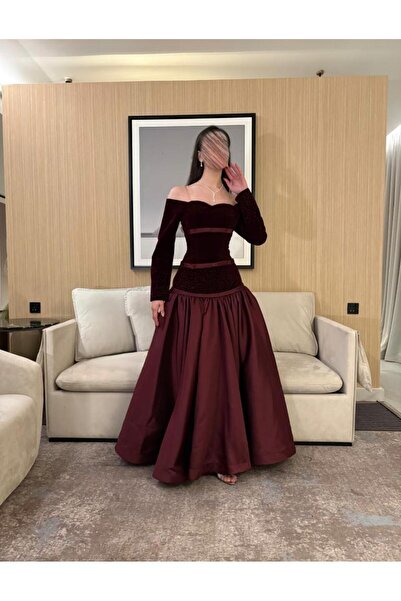 Genenic فستان انيق بلون عنابي