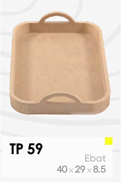 Eymen Hobi Ham Ahşap Kulplu Sunum Tepsisi 40x29 cm | Boyanabilir Dekoratif Te...